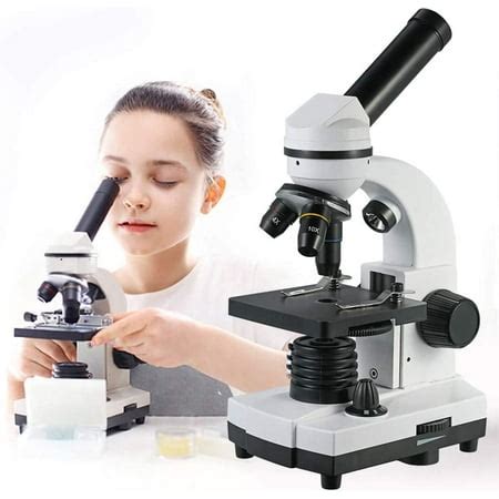 40X-640X Zoom Compound Monocular Microscope for Student and Kids Education, with LED Light and Smartphone Holder, Family Time for Children and Parents