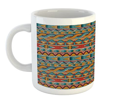 Ambesonne African Mug, Design Graphic of Clothed Girls on Nature Scene Print, Ceramic Coffee Mug Cup for Water Tea Drinks, 11 oz, Burgundy Green