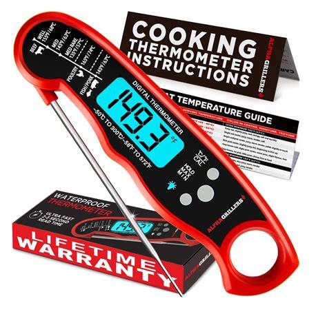 Digital Instant Read Meat Thermometer, Kitchen Cooking Candy Food Thermometer with Backlight & Calibration Bottle Opener , Best Waterproof 2s Ultra Fast Thermometer for Cooking BBQ and Outdoor Grill