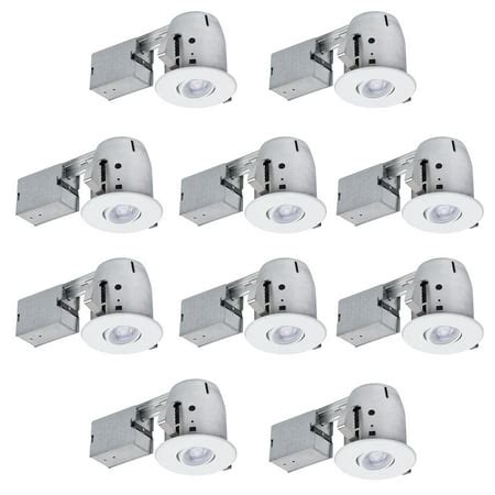 Globe Electric 90954 Recessed Lighting, 10 Pack, White Round Swivel, 10 Count