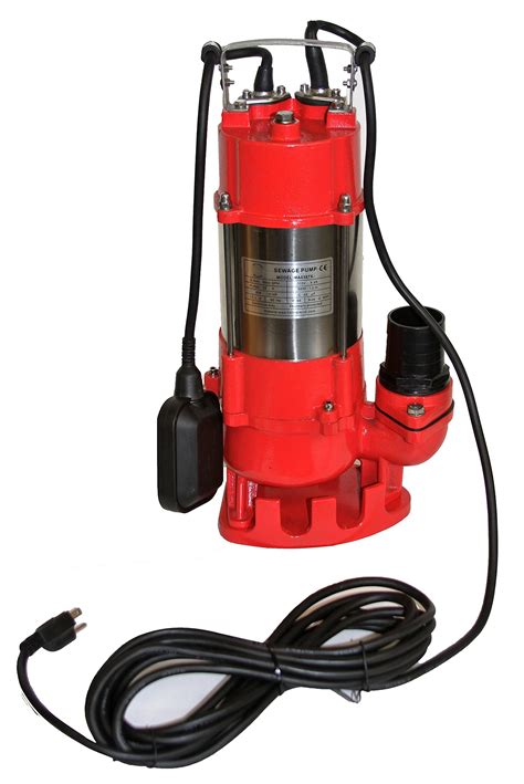 Hallmark Industries MA0387X-9A Sewage Pump with Float Switch, 7250 gpm, Stainless Steel, Heavy Duty, 1 hp, 230V, 49' Lift, 20' Cable