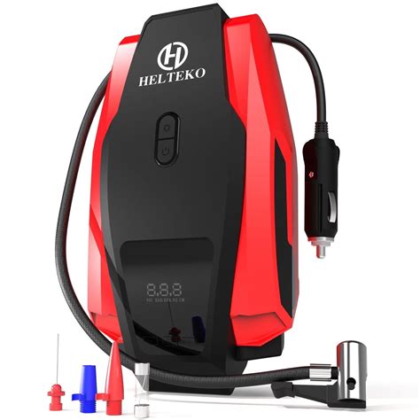 Best Deal Product Helteko Air Compressor Tire Inflator AC/DC, Electric Digital Tire Pump for Car 12V and Home 110V, Portable Air Pump with Auto Shut-Off, Emergency LED Light for Car Tires, Bicycle and Other Inflatables