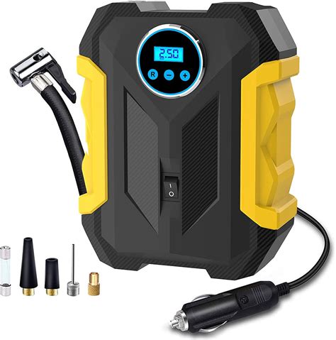Best Deal Product Helteko Air Compressor Tire Inflator AC/DC, Electric Digital Tire Pump for Car 12V and Home 110V, Portable Air Pump with Auto Shut-Off, Emergency LED Light for Car Tires, Bicycle and Other Inflatables