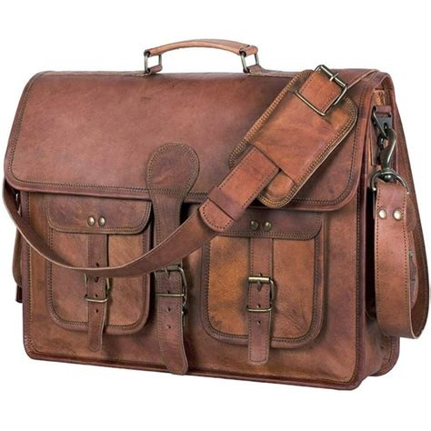 KPL 18 INCH Leather Briefcase Laptop Messenger bag best computer satchel Handmade Bags for men and women