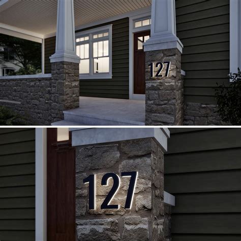 Best Cyber Deals 🔥 LN LUMANUMBERS 7 Inches Steel Backlit LED Floating Address Number, Up-Scale Modern Look, Lighted House Numbers, 1, Brushed Nickel, Illuminated Address Numbers