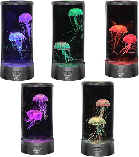 Lightahead LED Jellyfish Lamp Round with Vibrant 5 Color Changing Light Effects. The Ultimate Large Sensory Synthetic Jelly Fish Tank Aquarium Mood Lamp. Ideal Gift (Large)