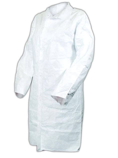 √ Magid C115L EconoWear Tyvek Disposable Lab Coat with Collar and Two Patch Pockets, Large, White (Case of 30)