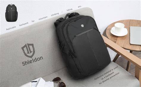 SHIELDON 24L Travel Backpack, 17.3" Laptop Backpack Business Backpack with Reflective Strip Water Resistant Multipurpose Carry-on College School Computer Bag Daypack for Men & Women - Black