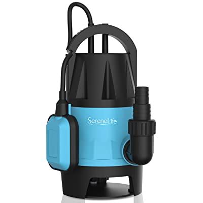 SereneLife 400W Submersible Pump Clean Dirty Water Powerful Utility Sump Pump Auto Float Switch,16 ft. Cord, Basement, Yard, Swimming Pool, Pond, Flooded Area, Garden or Flat Hose