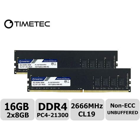 Timetec 16GB KIT(2x8GB) DDR4 2666MHz PC4-21300 Unbuffered Non-ECC 1.2V CL19 1Rx8 Single Rank 288 Pin UDIMM Desktop PC Computer Memory RAM Module Upgrade (16GB KIT(2x8GB))